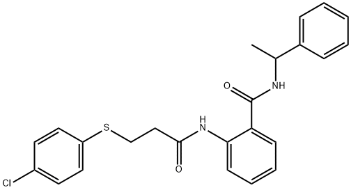 2-({3-[(4-chlorophenyl)sulfanyl]propanoyl}amino)-N-(1-phenylethyl)benzamide Struktur