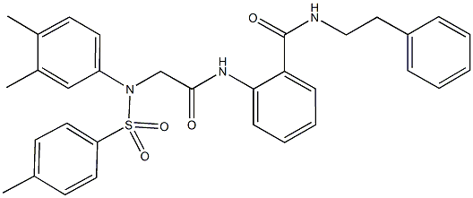 2-[({3,4-dimethyl[(4-methylphenyl)sulfonyl]anilino}acetyl)amino]-N-(2-phenylethyl)benzamide Struktur