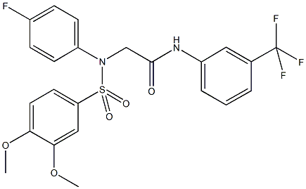 2-{[(3,4-dimethoxyphenyl)sulfonyl]-4-fluoroanilino}-N-[3-(trifluoromethyl)phenyl]acetamide Struktur