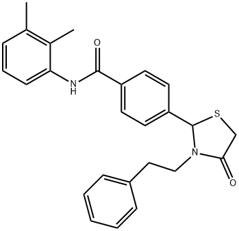 N-(2,3-dimethylphenyl)-4-[4-oxo-3-(2-phenylethyl)-1,3-thiazolidin-2-yl]benzamide Struktur