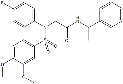 2-{[(3,4-dimethoxyphenyl)sulfonyl]-4-fluoroanilino}-N-(1-phenylethyl)acetamide Struktur