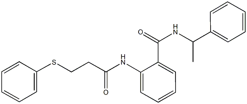 N-(1-phenylethyl)-2-{[3-(phenylsulfanyl)propanoyl]amino}benzamide Struktur