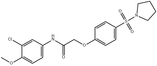 N-(3-chloro-4-methoxyphenyl)-2-[4-(1-pyrrolidinylsulfonyl)phenoxy]acetamide Struktur