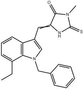 5-[(1-benzyl-7-ethyl-1H-indol-3-yl)methylene]-3-methyl-2-thioxo-4-imidazolidinone Struktur