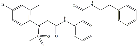 2-({[4-chloro-2-methyl(methylsulfonyl)anilino]acetyl}amino)-N-(2-phenylethyl)benzamide Struktur