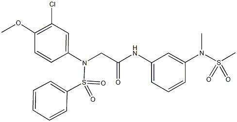 2-[3-chloro-4-methoxy(phenylsulfonyl)anilino]-N-{3-[methyl(methylsulfonyl)amino]phenyl}acetamide Struktur