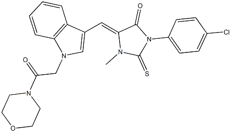 3-(4-chlorophenyl)-1-methyl-5-({1-[2-(4-morpholinyl)-2-oxoethyl]-1H-indol-3-yl}methylene)-2-thioxo-4-imidazolidinone Struktur