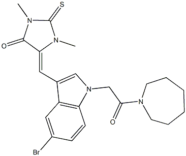 5-({1-[2-(1-azepanyl)-2-oxoethyl]-5-bromo-1H-indol-3-yl}methylene)-1,3-dimethyl-2-thioxo-4-imidazolidinone Structure