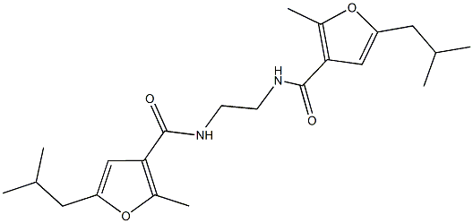 5-isobutyl-N-{2-[(5-isobutyl-2-methyl-3-furoyl)amino]ethyl}-2-methyl-3-furamide Struktur