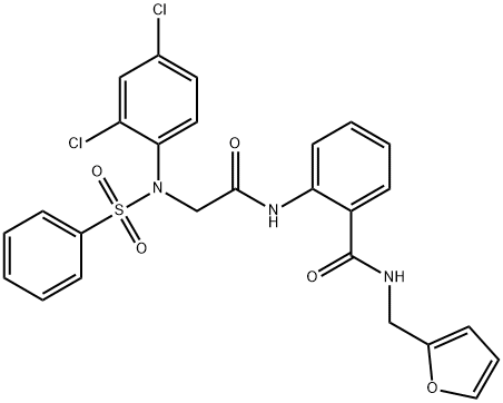 2-({[2,4-dichloro(phenylsulfonyl)anilino]acetyl}amino)-N-(2-furylmethyl)benzamide Struktur