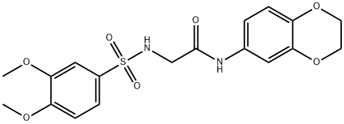 N-(2,3-dihydro-1,4-benzodioxin-6-yl)-2-{[(3,4-dimethoxyphenyl)sulfonyl]amino}acetamide Struktur