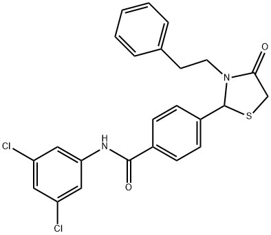 N-(3,5-dichlorophenyl)-4-[4-oxo-3-(2-phenylethyl)-1,3-thiazolidin-2-yl]benzamide Struktur