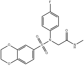 2-[(2,3-dihydro-1,4-benzodioxin-6-ylsulfonyl)-4-fluoroanilino]-N-methylacetamide Struktur