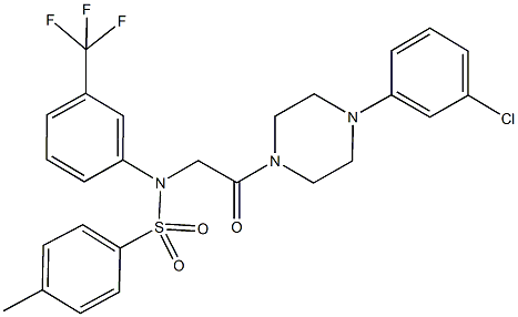 N-{2-[4-(3-chlorophenyl)-1-piperazinyl]-2-oxoethyl}-4-methyl-N-[3-(trifluoromethyl)phenyl]benzenesulfonamide Struktur