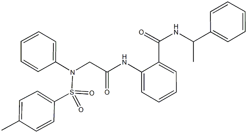 2-[({[(4-methylphenyl)sulfonyl]anilino}acetyl)amino]-N-(1-phenylethyl)benzamide Struktur