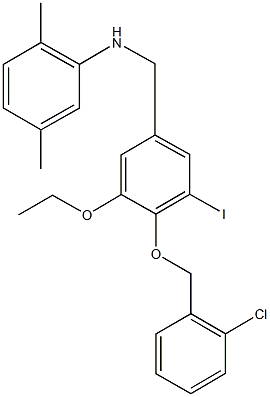 N-{4-[(2-chlorobenzyl)oxy]-3-ethoxy-5-iodobenzyl}-N-(2,5-dimethylphenyl)amine Struktur