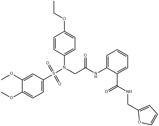 2-[({[(3,4-dimethoxyphenyl)sulfonyl]-4-ethoxyanilino}acetyl)amino]-N-(2-furylmethyl)benzamide Struktur