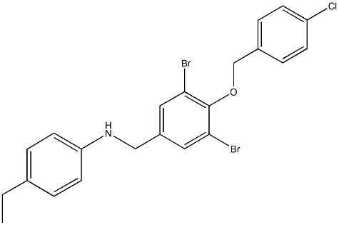 N-{3,5-dibromo-4-[(4-chlorobenzyl)oxy]benzyl}-N-(4-ethylphenyl)amine Struktur