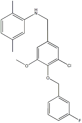 N-{3-chloro-4-[(3-fluorobenzyl)oxy]-5-methoxybenzyl}-N-(2,5-dimethylphenyl)amine Struktur