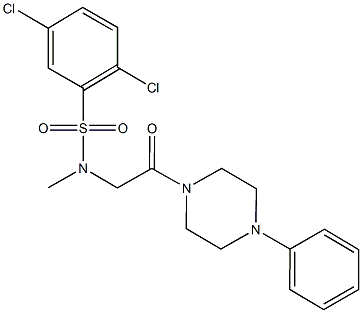 2,5-dichloro-N-methyl-N-[2-oxo-2-(4-phenyl-1-piperazinyl)ethyl]benzenesulfonamide Struktur