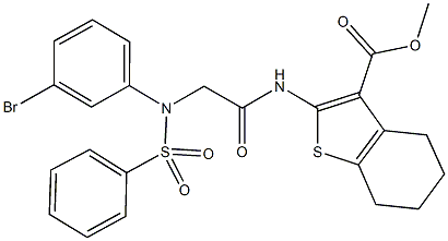 methyl 2-({[3-bromo(phenylsulfonyl)anilino]acetyl}amino)-4,5,6,7-tetrahydro-1-benzothiophene-3-carboxylate Struktur