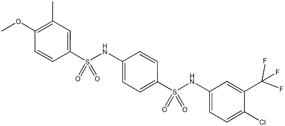 N-(4-{[4-chloro-3-(trifluoromethyl)anilino]sulfonyl}phenyl)-4-methoxy-3-methylbenzenesulfonamide Struktur