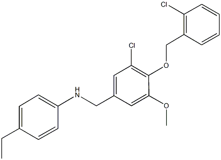 N-{3-chloro-4-[(2-chlorobenzyl)oxy]-5-methoxybenzyl}-N-(4-ethylphenyl)amine Struktur