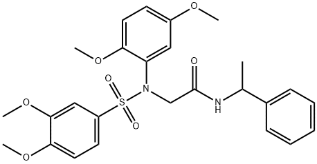 2-{[(3,4-dimethoxyphenyl)sulfonyl]-2,5-dimethoxyanilino}-N-(1-phenylethyl)acetamide Struktur