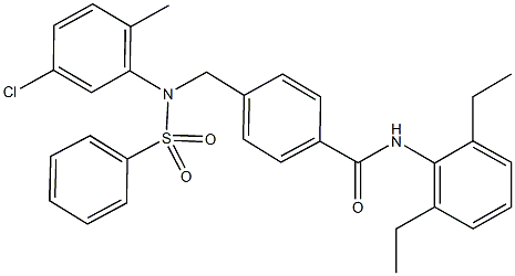 4-{[5-chloro-2-methyl(phenylsulfonyl)anilino]methyl}-N-(2,6-diethylphenyl)benzamide Struktur