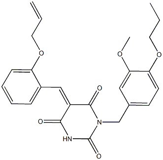 5-[2-(allyloxy)benzylidene]-1-(3-methoxy-4-propoxybenzyl)-2,4,6(1H,3H,5H)-pyrimidinetrione Struktur