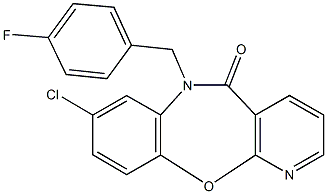 8-chloro-6-(4-fluorobenzyl)pyrido[2,3-b][1,5]benzoxazepin-5(6H)-one Struktur