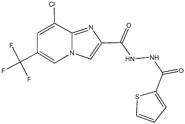 8-chloro-N'-(2-thienylcarbonyl)-6-(trifluoromethyl)imidazo[1,2-a]pyridine-2-carbohydrazide Struktur