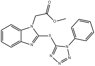 ethyl {2-[(1-phenyl-1H-tetraazol-5-yl)sulfanyl]-1H-benzimidazol-1-yl}acetate Struktur