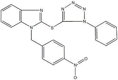 1-{4-nitrobenzyl}-2-[(1-phenyl-1H-tetraazol-5-yl)sulfanyl]-1H-benzimidazole Struktur