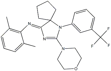 N-(2,6-dimethylphenyl)-N-{2-(4-morpholinyl)-1-[3-(trifluoromethyl)phenyl]-1,3-diazaspiro[4.4]non-2-en-4-ylidene}amine Struktur