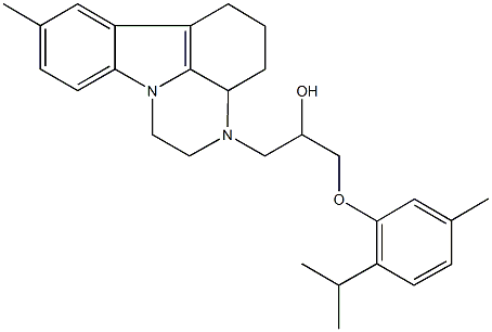 1-(2-isopropyl-5-methylphenoxy)-3-(8-methyl-1,2,3a,4,5,6-hexahydro-3H-pyrazino[3,2,1-jk]carbazol-3-yl)-2-propanol Struktur