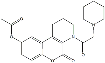 5-oxo-4-(1-piperidinylacetyl)-1,3,4,5-tetrahydro-2H-chromeno[3,4-b]pyridin-9-yl acetate Struktur