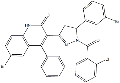 6-bromo-3-[5-(3-bromophenyl)-1-(2-chlorobenzoyl)-4,5-dihydro-1H-pyrazol-3-yl]-4-phenyl-2(1H)-quinolinone Struktur