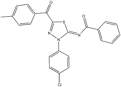 N-(3-(4-chlorophenyl)-5-(4-methylbenzoyl)-1,3,4-thiadiazol-2(3H)-ylidene)benzamide Struktur