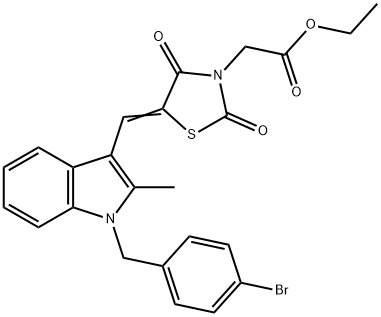 ethyl (5-{[1-(4-bromobenzyl)-2-methyl-1H-indol-3-yl]methylene}-2,4-dioxo-1,3-thiazolidin-3-yl)acetate Struktur