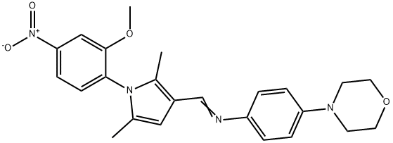 4-(4-{[(1-{4-nitro-2-methoxyphenyl}-2,5-dimethyl-1H-pyrrol-3-yl)methylene]amino}phenyl)morpholine Struktur