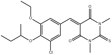 5-(4-sec-butoxy-3-chloro-5-ethoxybenzylidene)-1,3-dimethyl-2-thioxodihydro-4,6(1H,5H)-pyrimidinedione Struktur