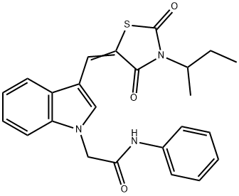 2-{3-[(3-sec-butyl-2,4-dioxo-1,3-thiazolidin-5-ylidene)methyl]-1H-indol-1-yl}-N-phenylacetamide Struktur