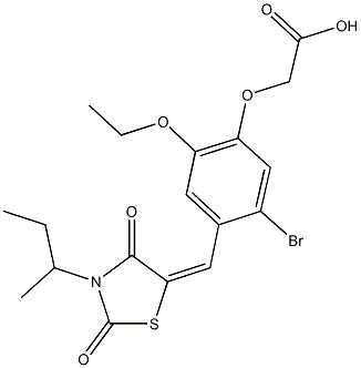 {5-bromo-4-[(3-sec-butyl-2,4-dioxo-1,3-thiazolidin-5-ylidene)methyl]-2-ethoxyphenoxy}acetic acid Struktur