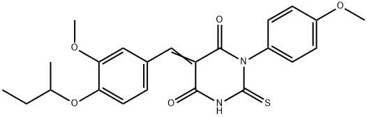 5-(4-sec-butoxy-3-methoxybenzylidene)-1-(4-methoxyphenyl)-2-thioxodihydropyrimidine-4,6(1H,5H)-dione Struktur