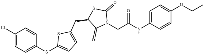 2-[5-({5-[(4-chlorophenyl)sulfanyl]thien-2-yl}methylene)-2,4-dioxo-1,3-thiazolidin-3-yl]-N-(4-ethoxyphenyl)acetamide Struktur