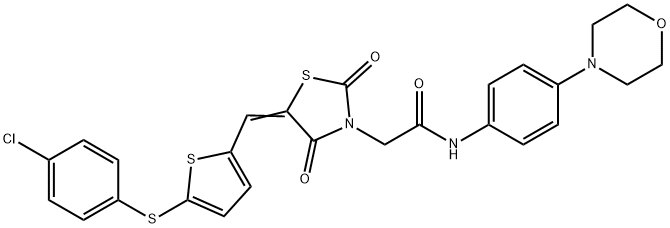 2-[5-({5-[(4-chlorophenyl)sulfanyl]thien-2-yl}methylene)-2,4-dioxo-1,3-thiazolidin-3-yl]-N-(4-morpholin-4-ylphenyl)acetamide Struktur