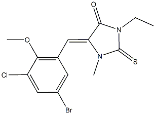 5-(5-bromo-3-chloro-2-methoxybenzylidene)-3-ethyl-1-methyl-2-thioxoimidazolidin-4-one Struktur