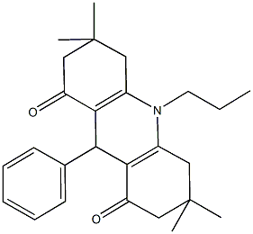 3,3,6,6-tetramethyl-9-phenyl-10-propyl-3,4,6,7,9,10-hexahydroacridine-1,8(2H,5H)-dione Struktur