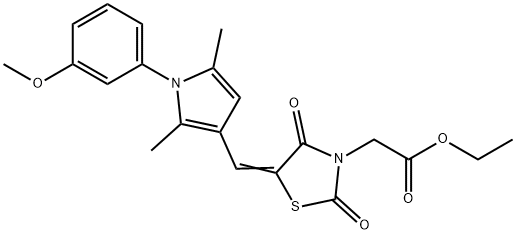 ethyl (5-{[1-(3-methoxyphenyl)-2,5-dimethyl-1H-pyrrol-3-yl]methylene}-2,4-dioxo-1,3-thiazolidin-3-yl)acetate Struktur